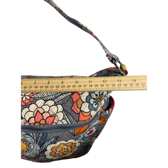 3 pc. Set Vera Bradley Shoulder /Crossbody Bag Medium Gray/Blue Floral zipper - Picture 5 of 11